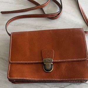 PATRICIA NASH TORRI Crossbody Tan Leather Small Handbag  9x6 Sz